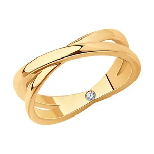 Кольцо из золочёного серебра с фианитом