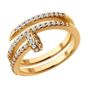 Кольцо из золочёного серебра с фианитами