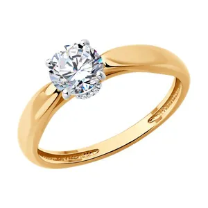 Кольцо из золочёного серебра с фианитами