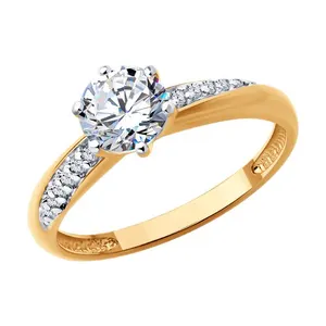 Кольцо из золочёного серебра с фианитами