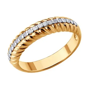 Кольцо из золочёного серебра с фианитами