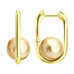 Серьги из золочёного серебра с синтетическим жемчугом