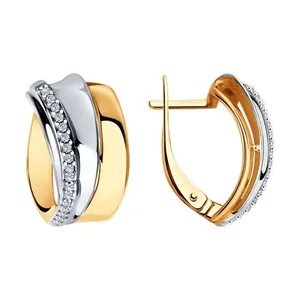 Серьги из золочёного серебра с фианитами