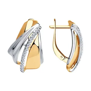 Серьги из золочёного серебра с фианитами