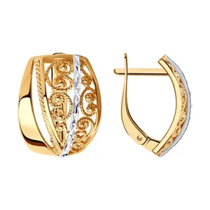 Серьги из золочёного серебра с алмазной гранью