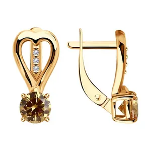 Серьги из золочёного серебра с фианитами