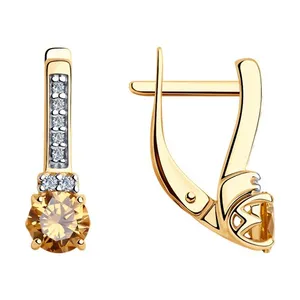 Серьги из золочёного серебра с фианитами