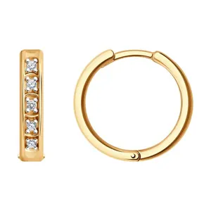 Серьги из золочёного серебра с фианитами