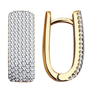 Серьги из золочёного серебра с фианитами