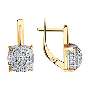 Серьги из золочёного серебра с фианитами