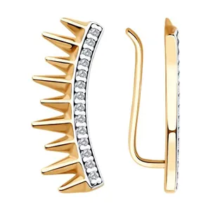 Серьги из золочёного серебра с фианитами