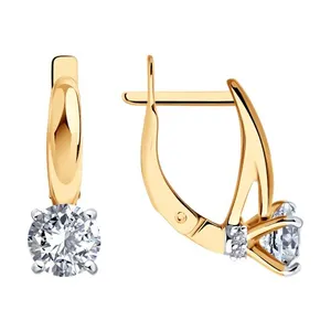 Серьги из золочёного серебра с фианитами