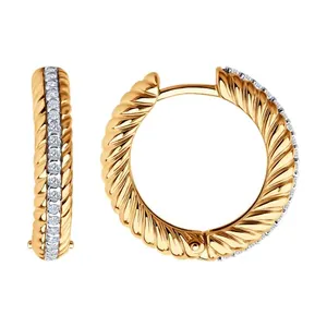 Серьги из золочёного серебра с фианитами