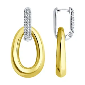 Серьги из золочёного серебра с фианитами