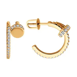 Серьги из золочёного серебра с фианитами