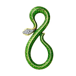 Брошь из золочёного серебра с фианитами и эмалью