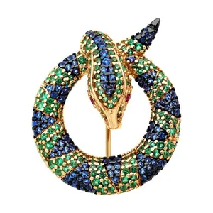 Брошь из золочёного серебра с фианитами