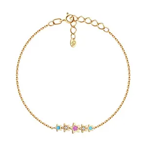 Браслет из золочёного серебра с фианитами и эмалью