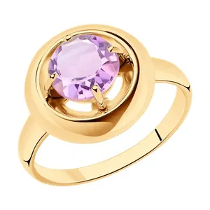 Кольцо из золочёного серебра с аметистом