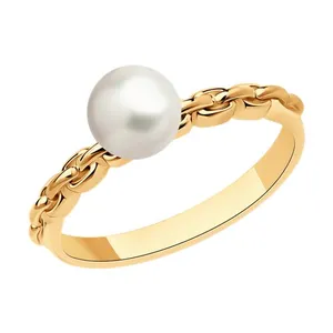 Кольцо из золочёного серебра с жемчугом