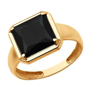 Кольцо из золочёного серебра с ониксом