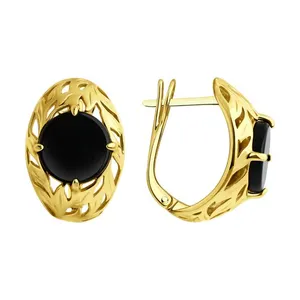 Серьги из золочёного серебра с агатами