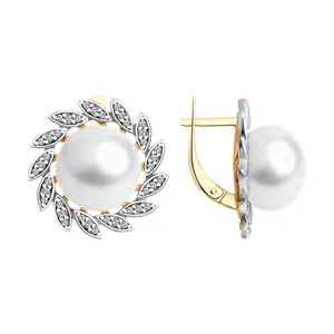 Серьги из золочёного серебра с и фианитами