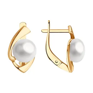 Серьги из золочёного серебра с жемчугом