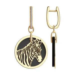 Серьги из золочёного серебра с агатами и фианитами