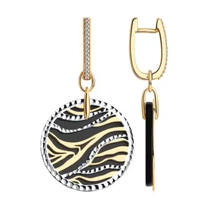 Серьги из серебра с агатами и фианитами