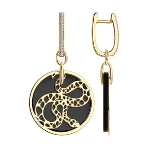 Серьги из золочёного серебра с агатами и фианитами