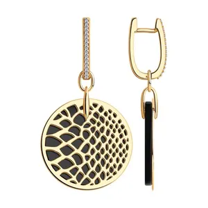 Серьги из золочёного серебра с агатами и фианитами