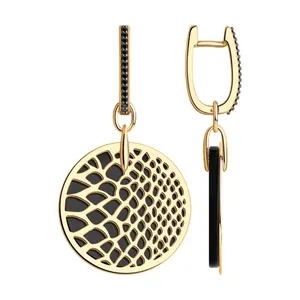 Серьги из золочёного серебра с агатом и фианитами