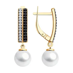 Серьги из золочёного серебра с миксом камней