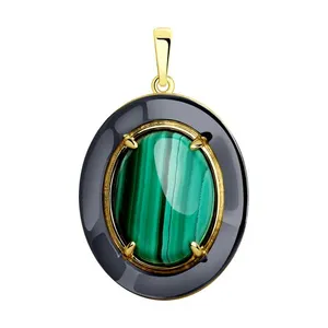 Подвеска из золочёного серебра с малахитом