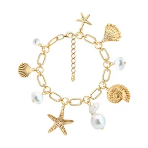 Браслет из золочёного серебра с миксом камней