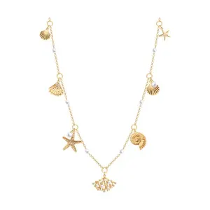 Колье из золочёного серебра с миксом камней