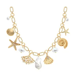 Колье из золочёного серебра с миксом камней