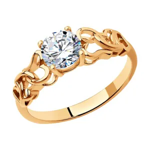 Кольцо из золочёного серебра с фианитом