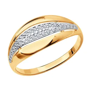 Кольцо из золочёного серебра с фианитами