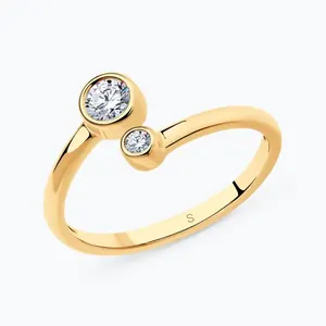 Кольцо из золочёного серебра с фианитами