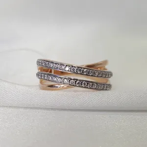 Кольцо из золочёного серебра с фианитами