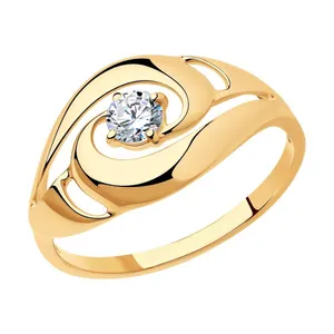 Кольцо из золочёного серебра с фианитом