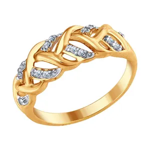 Кольцо из золочёного серебра с фианитами