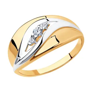 Кольцо из золочёного серебра с фианитами