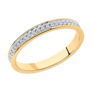 Кольцо из золочёного серебра с фианитами