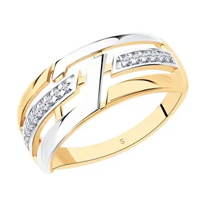 Кольцо из золочёного серебра с фианитами