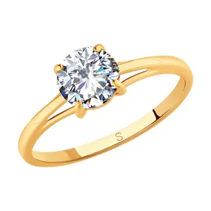 Кольцо из золочёного серебра с фианитом