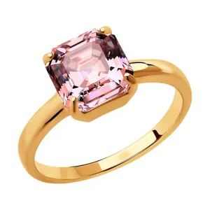 Кольцо из золочёного серебра с кристаллом