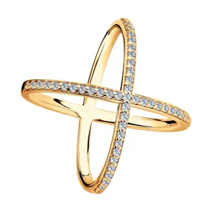 Кольцо из золочёного серебра с фианитами